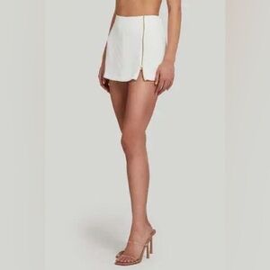 NWT Amanda Uprichard Cream Mini Skort with Gold Zip Accent